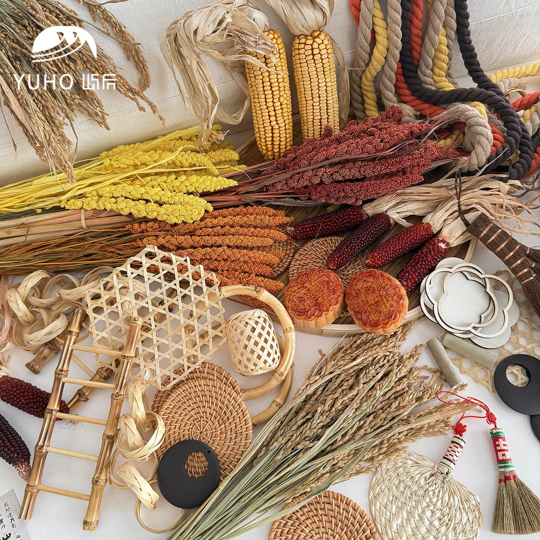 屿后 【中秋节】复古挂件合集中秋门挂diy竹排装饰品节日干花材料