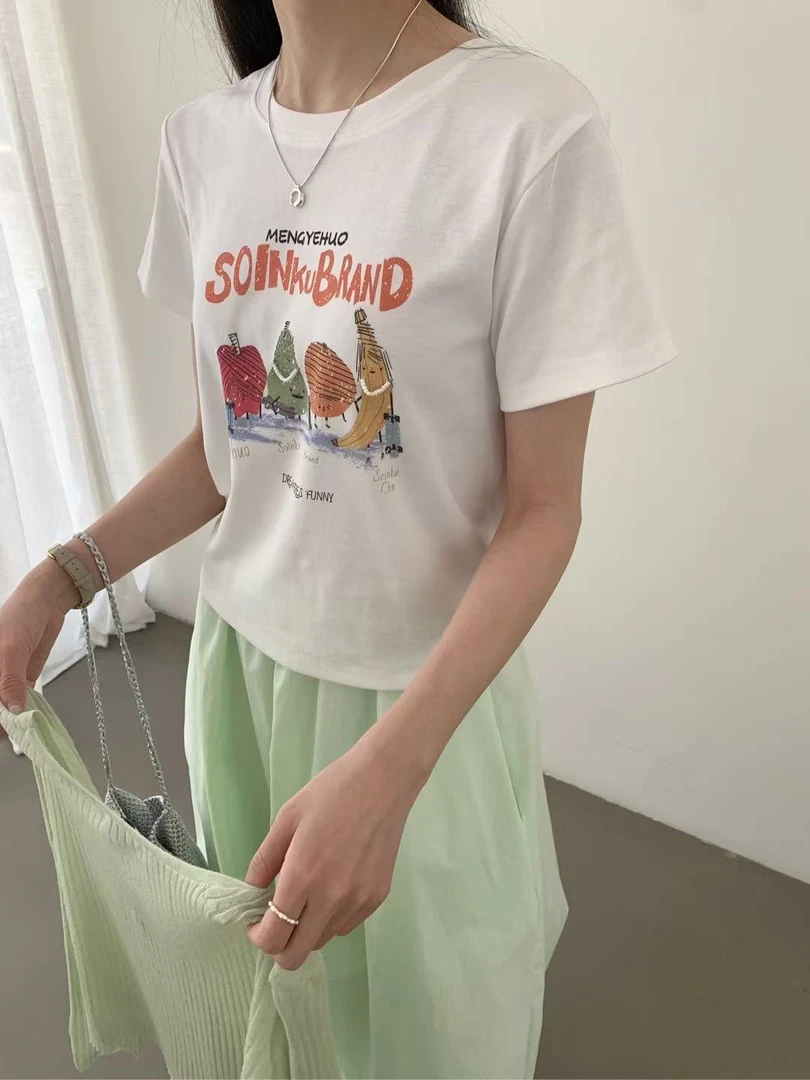 lovely@Z6159 韩系简约趣味水果家族宽松百搭短袖T 5-21