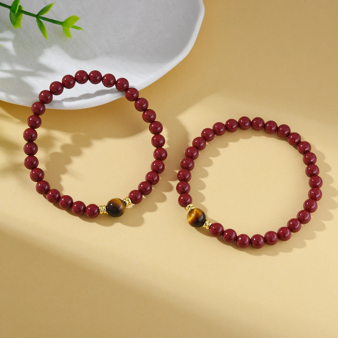 含辰砂工艺品【婉葶珠宝】紫金砂虎眼石朱砂手串（多样性发一）
