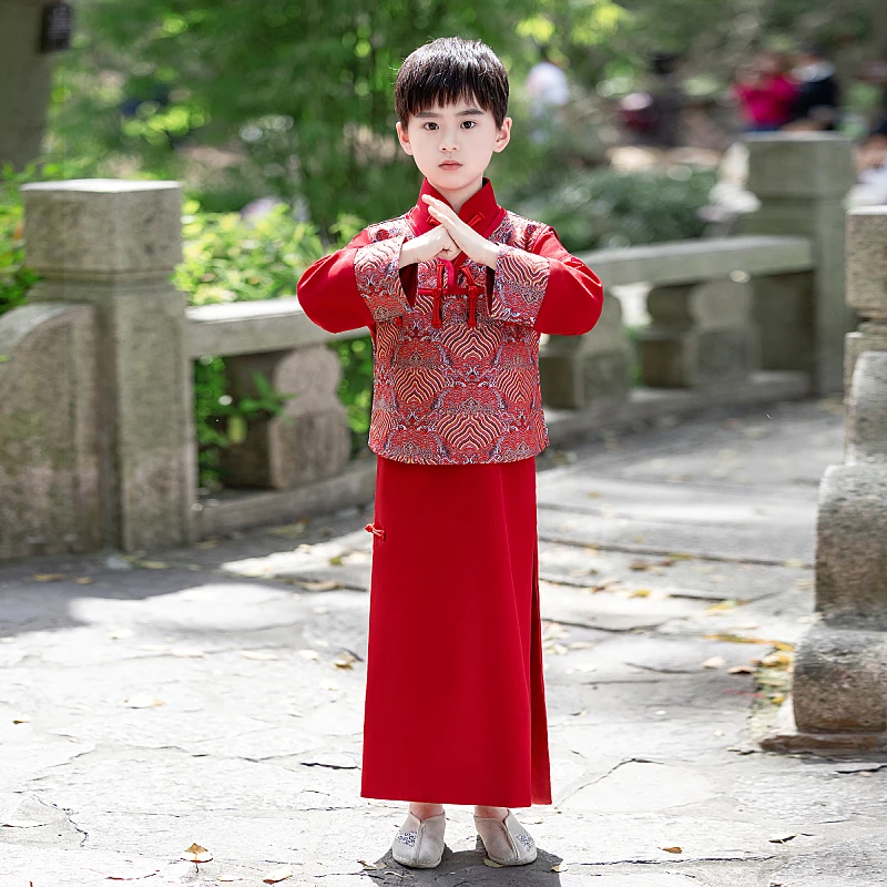 男童汉服2025新款秋冬古装国风儿童古风小少爷套装帅气唐装拜年服