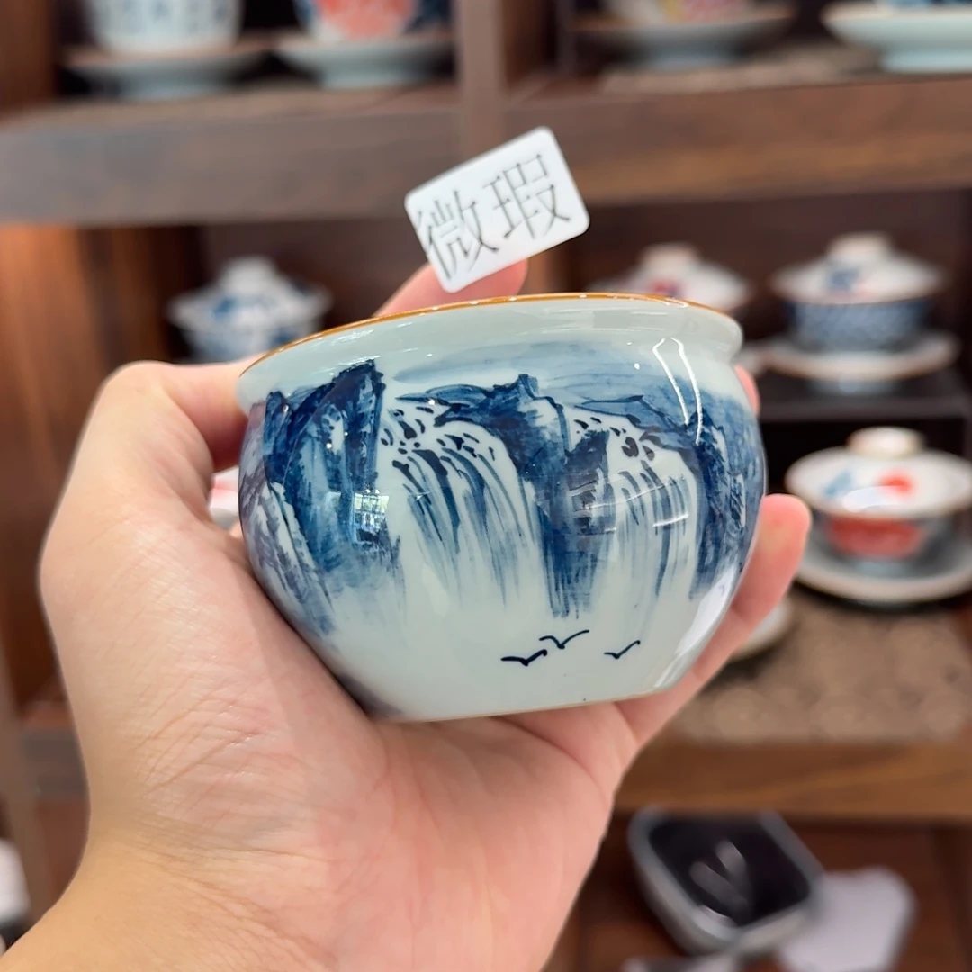 釉下手绘茶具微瑕