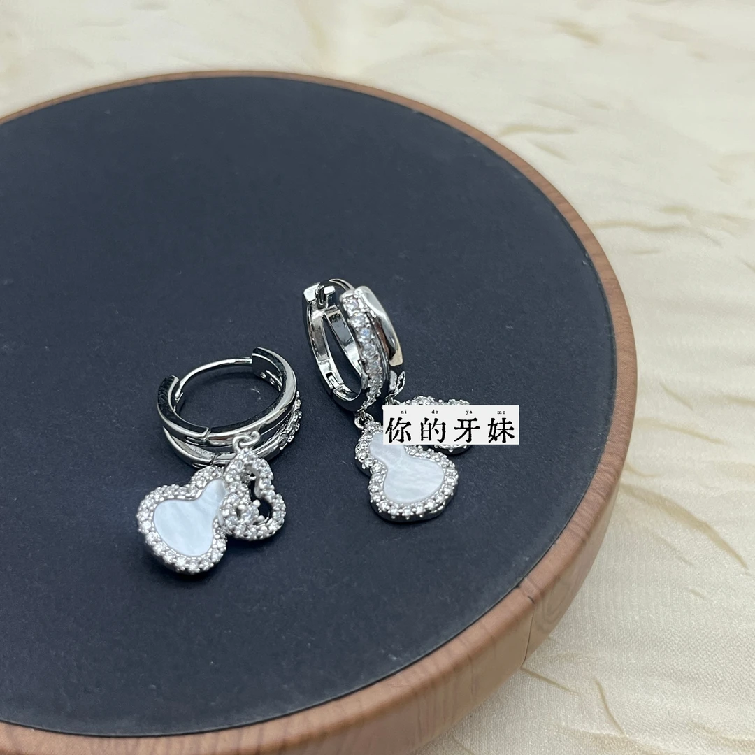 合金锆石耳饰 大小葫芦耳钉ED328复古法式可爱时尚轻奢小众设计师