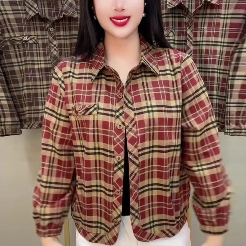 春秋新款妈妈复古减龄休闲宽松衬衣