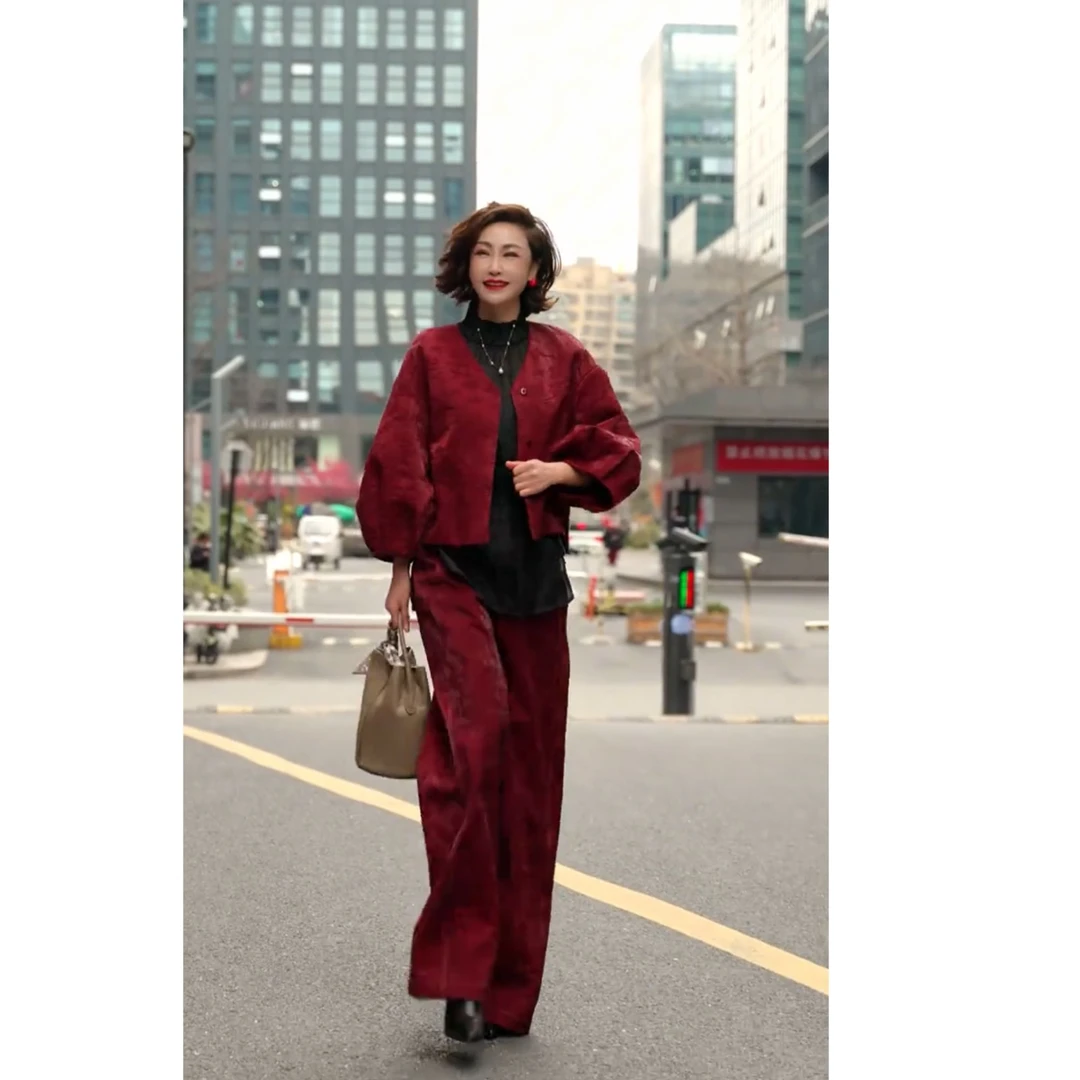 【香云纱裤子】28126067款 气质设计感高腰复古时尚裤子  长105左右