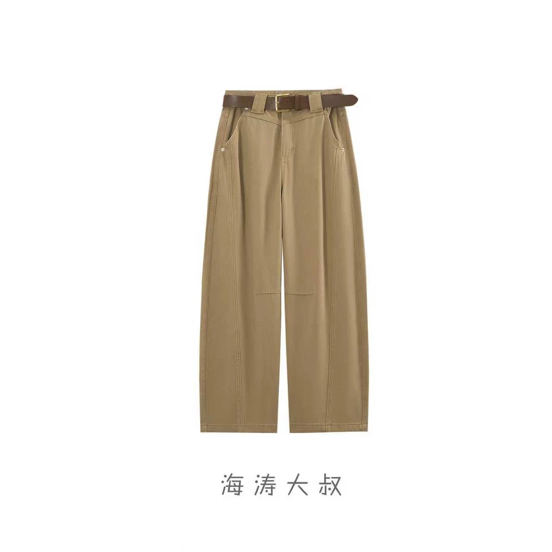 【海涛大叔】「酷炫至极」秋冬磨毛纯棉工装立体口袋微弯刀牛仔裤