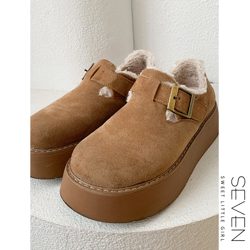 58③七七146小个子加绒加厚保暖勃肯鞋女冬季百搭厚底雪地靴小美说