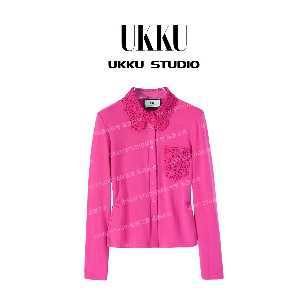 【UKKUSTUDIO】新款设计师款气质蕾丝衬衫615200