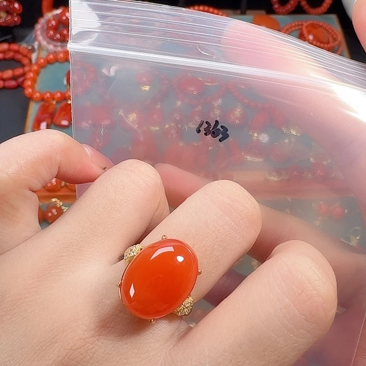 南红玛瑙银S925镶嵌戒指