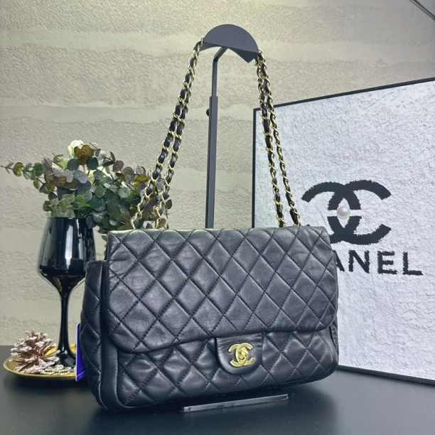 95新 Chanel/香奈儿 黑金菱格季节款cf单肩斜挎包