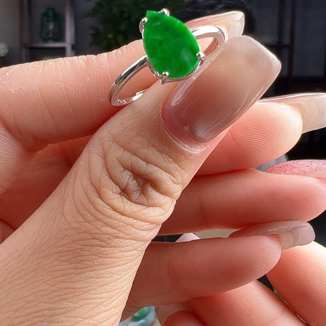翡翠戒指银S925镶嵌戒指6