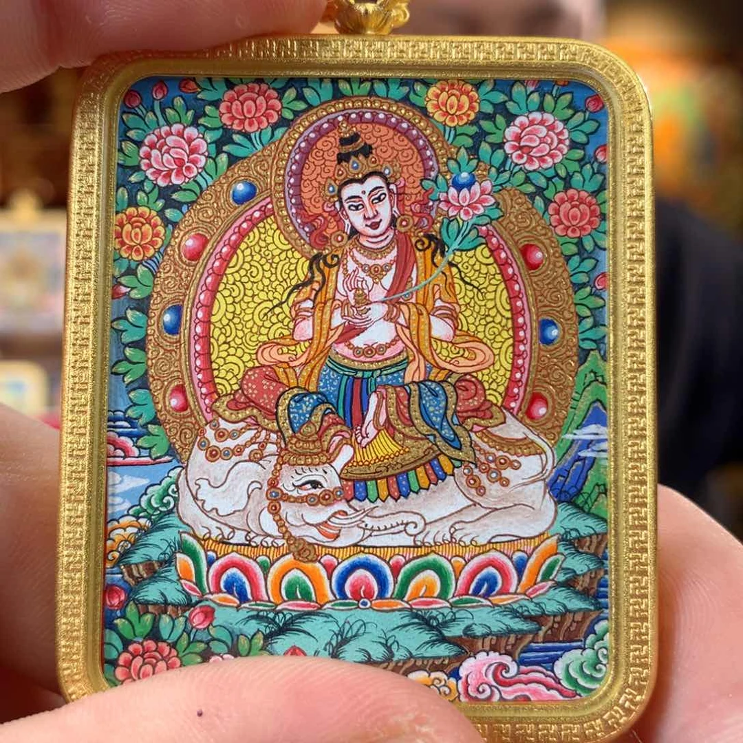 卷轴画L*热贡纯手绘唐卡普贤作品