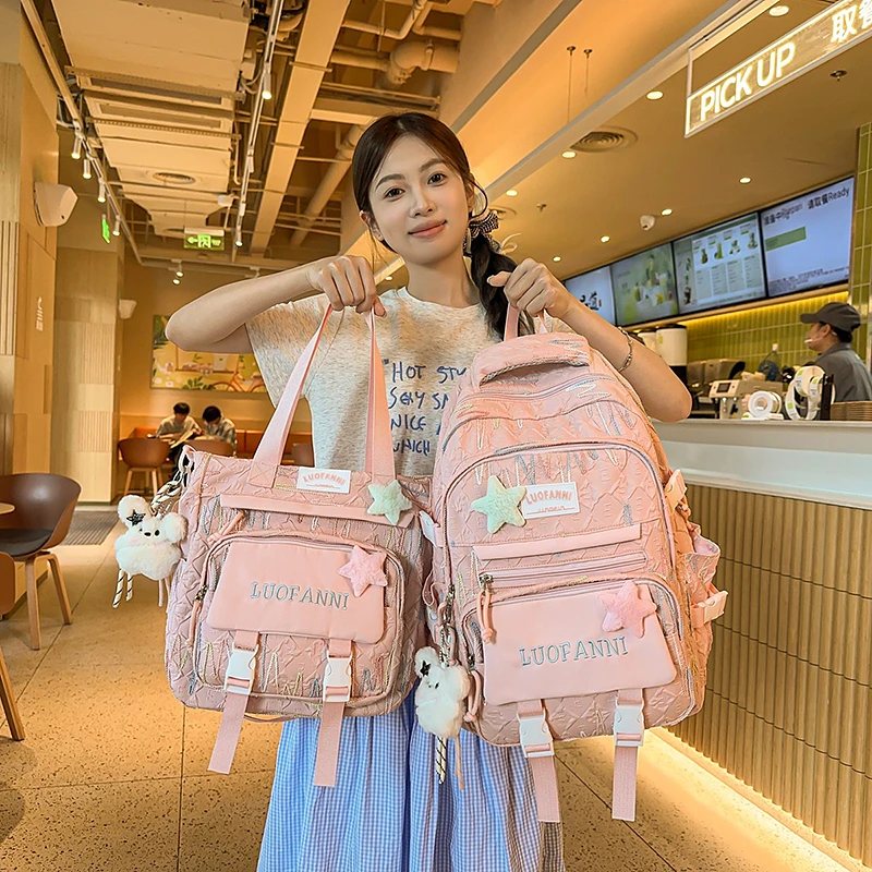 书包新款森系ins大容量小学生3-6年级护脊双肩包初中高中女生休闲