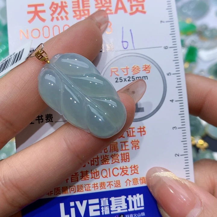 翡翠颈饰18K金镶嵌叶子