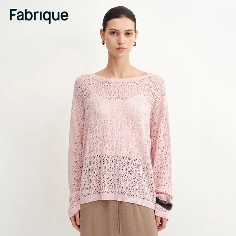 Fabrique Nicole 早秋新品四色三醋酸山羊绒前后两穿针织罩衫开衫