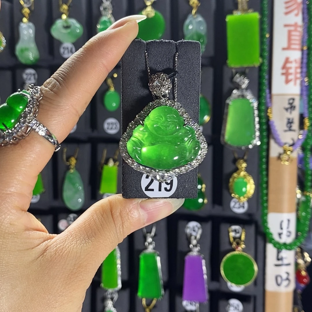 银S925镶嵌翡翠耳饰219