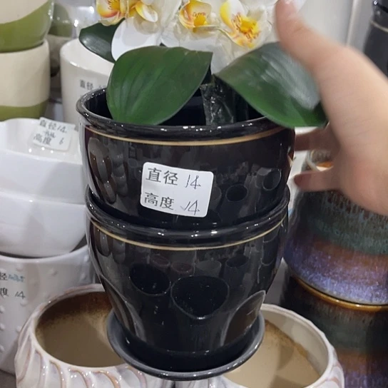 多肉绿植陶瓷花盆9.9包邮，有孔
