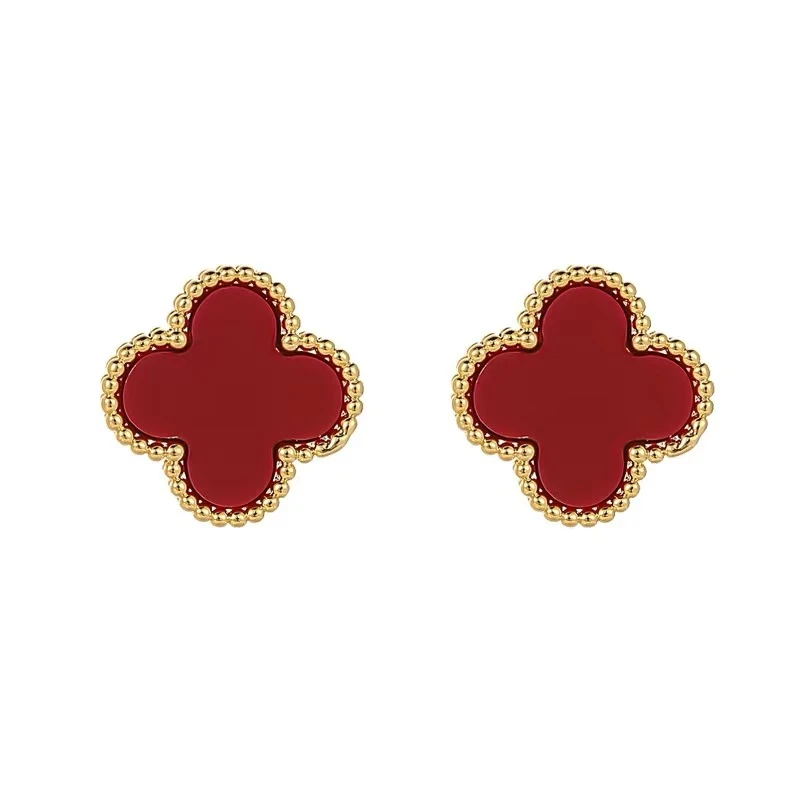 铜合金耳饰 [412]幸运四叶草耳钉女防过敏轻奢高级感气质耳钉