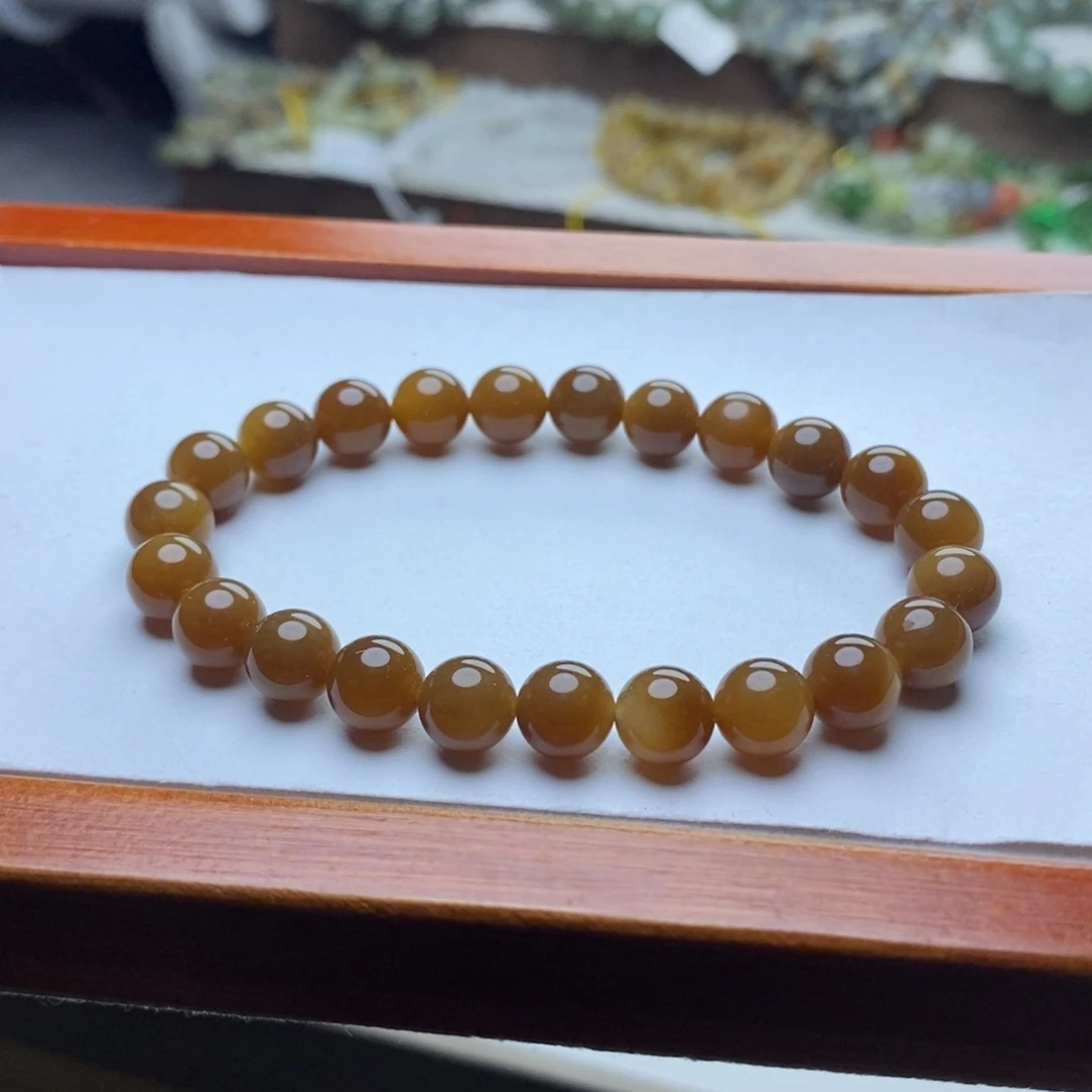 手链未镶嵌和田玉8mm红糖圆珠