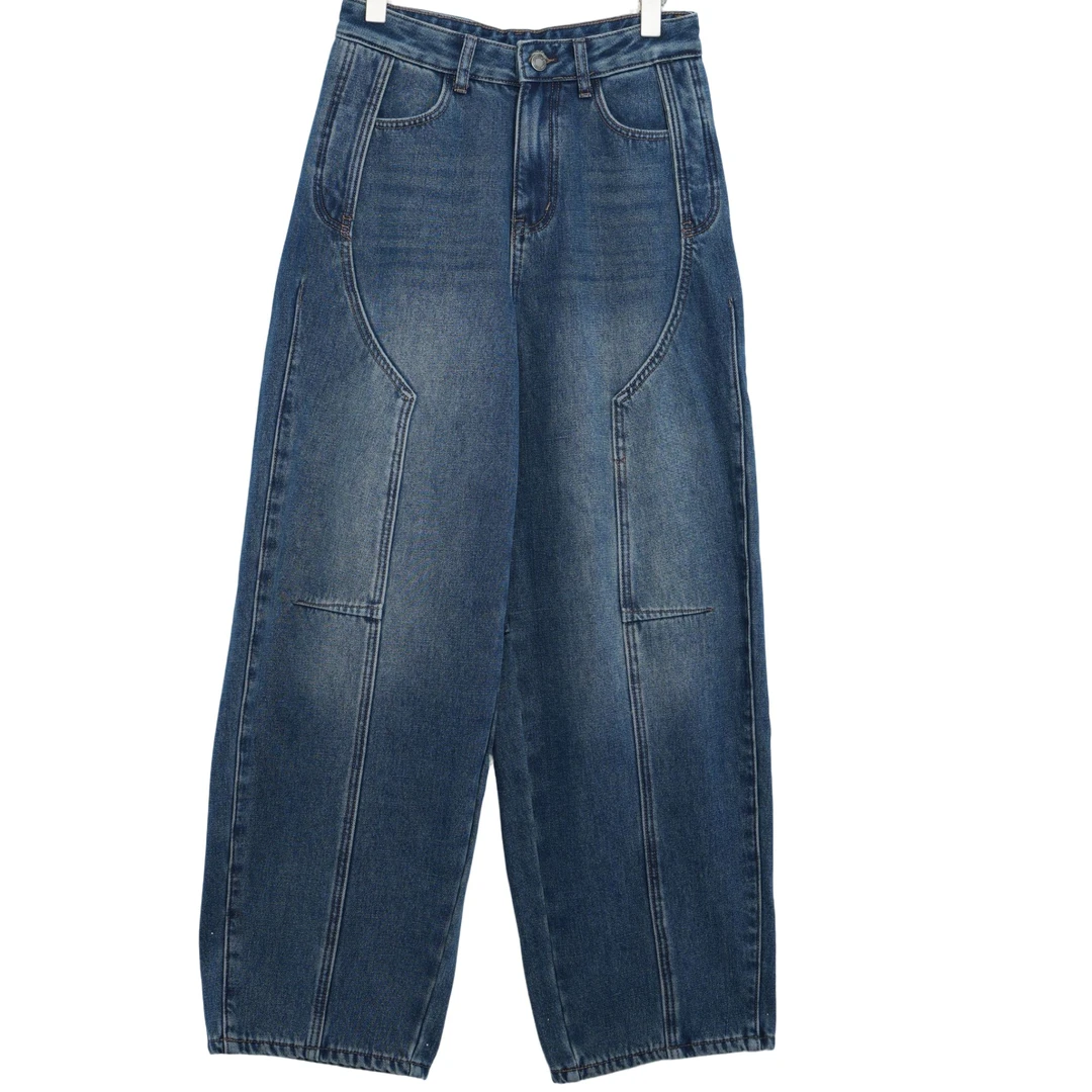 【双11降温大促】FAE28030-2DW加绒切面-美式做旧设计感水洗弯刀裤