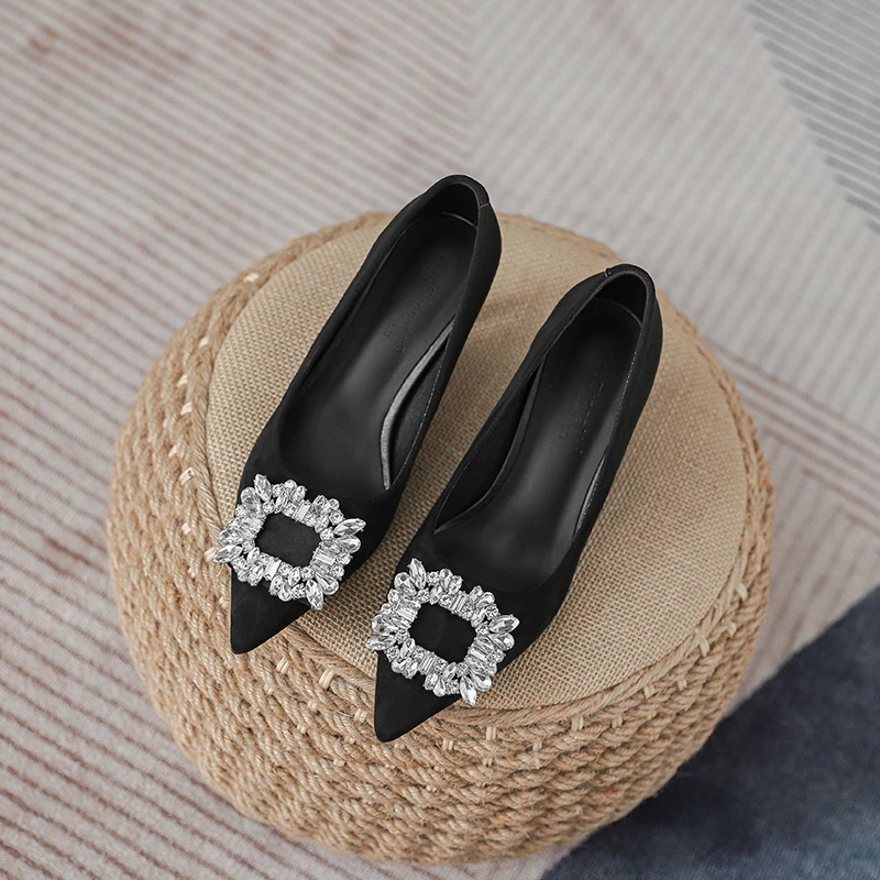 新款不累脚浅口高跟鞋女大码黑色职业上班工作鞋气质高跟鞋细跟