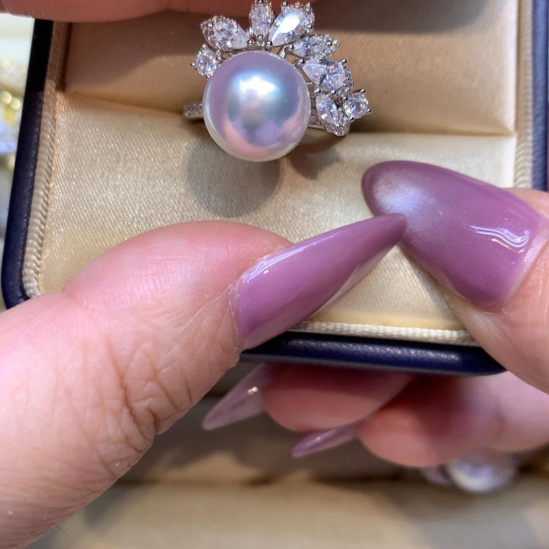 银S925镶嵌戒指海水珍珠