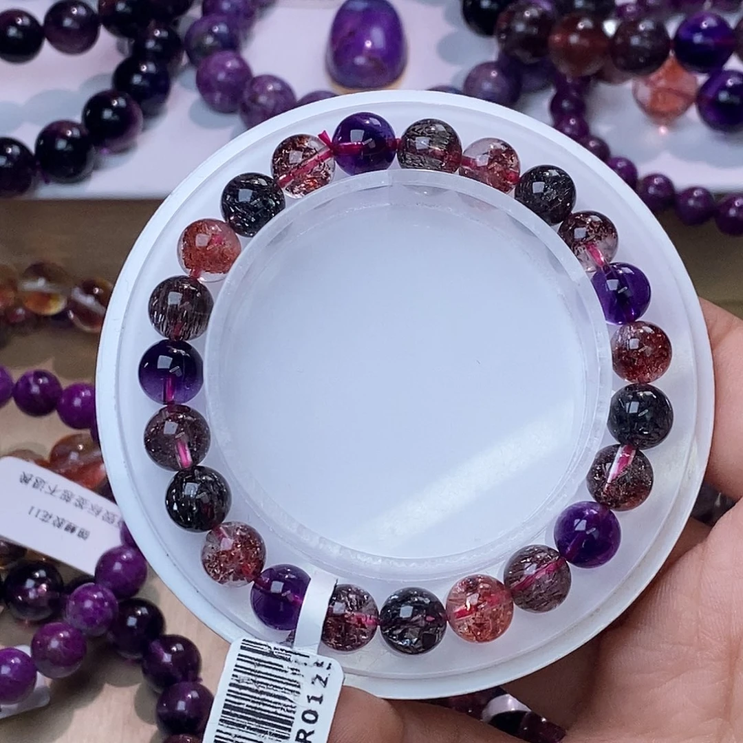 水晶手链未镶嵌黑加仑超七8mm