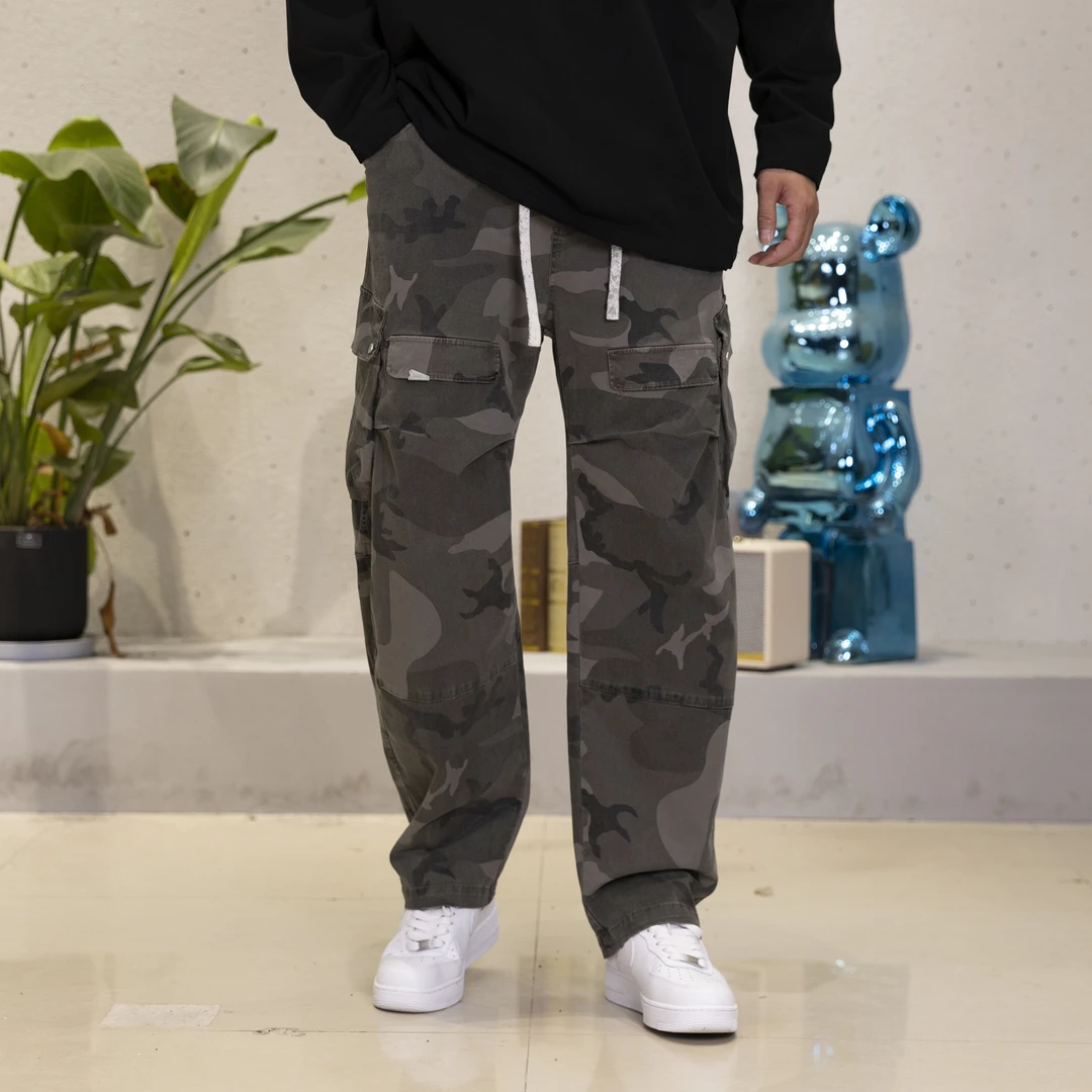 【cityboy】美式复古水洗做旧宽松重磅休闲直筒运动迷彩裤秋季25新