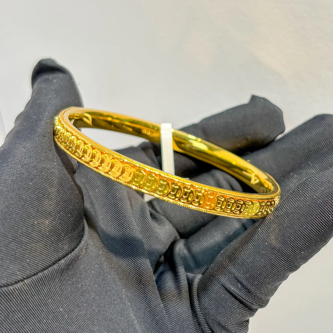 足银银制品 银饰品 编号：S-FF30651910小亮面钱多多手镯