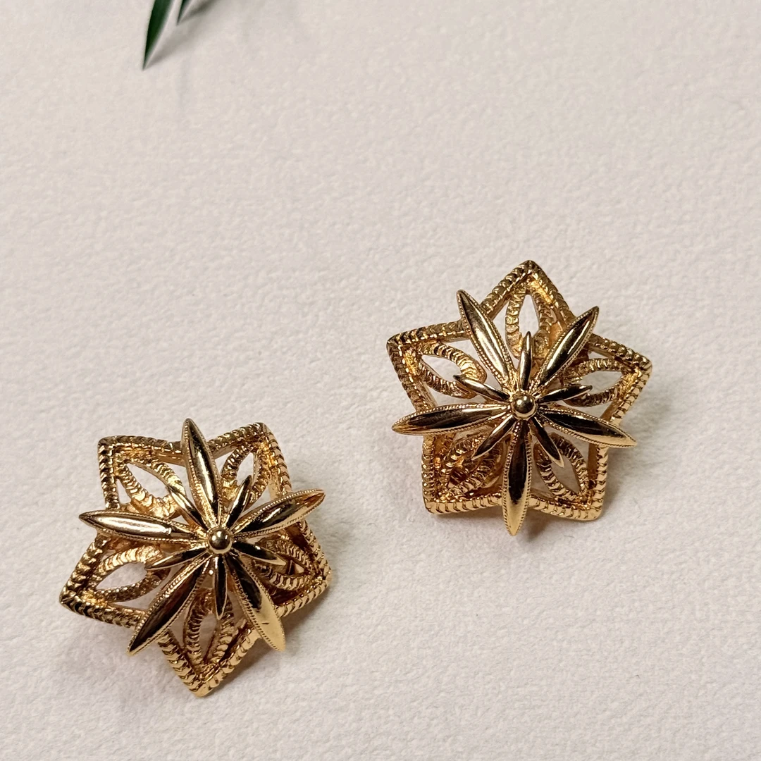 铜合金耳饰 【六六中古】孤品复古耳夹ty0828