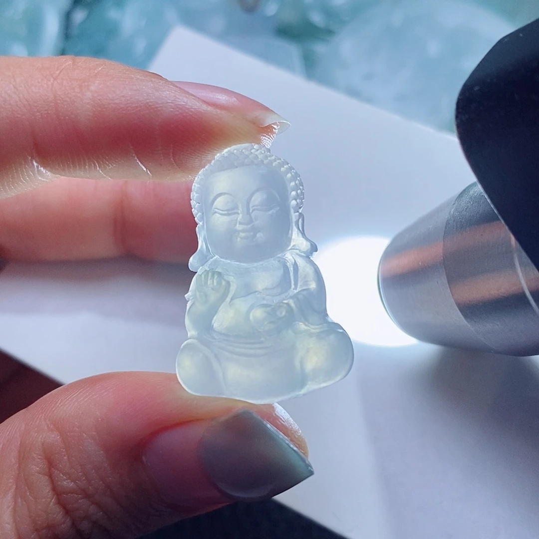 定制翡翠未镶嵌毛货付款后确认抛光