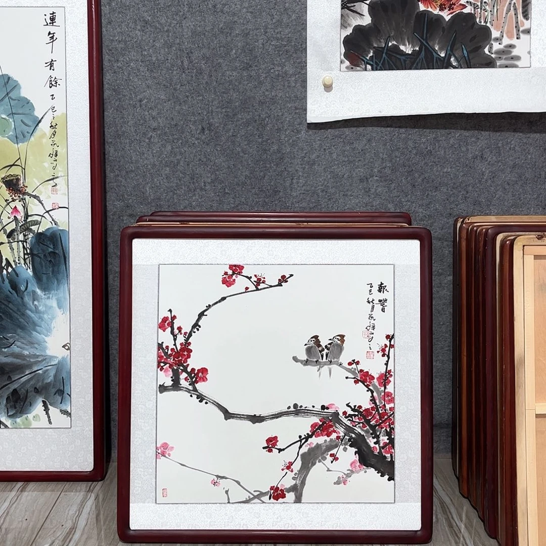国画书画作品带框63×63