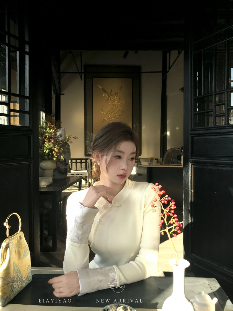 EIA一尧新中式国风【铃兰】冬季优雅百搭毛织上衣气质显瘦袖口提花