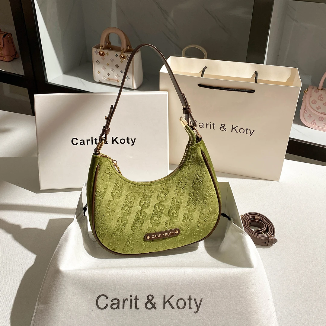 CARIT KOTY小众高级感印花月牙包包女爆款2025新款百搭手提腋下包