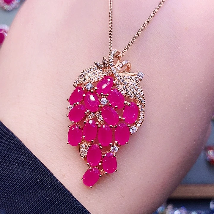 银S925镶嵌颈饰红宝石