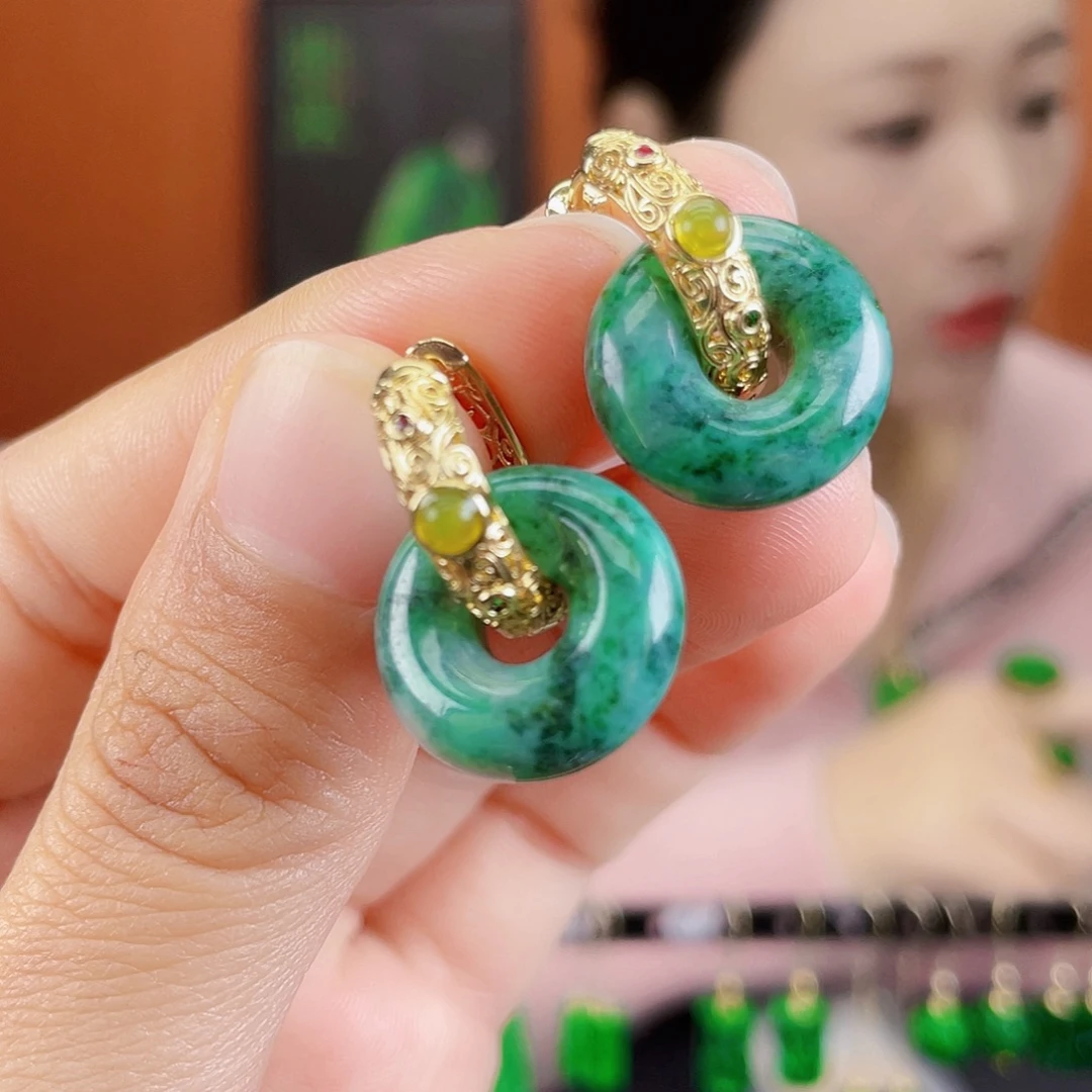 翡翠未镶嵌耳饰饰品