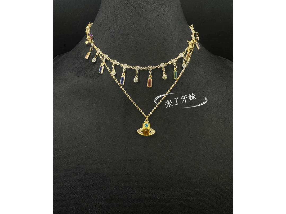 合金项链 双层链条小土星项链XL286轻奢时尚百搭小众欧美小众