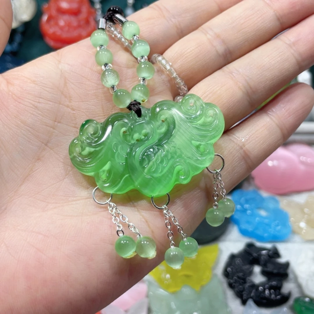 【闪购商品】未镶嵌岫玉颈饰22猫眼项链任选一个