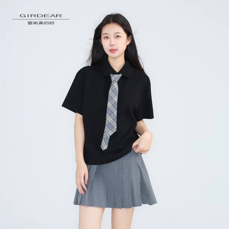 GIRDEAR/哥弟真的好夏季新款简约高级时尚休闲短袖POLO衫女830012