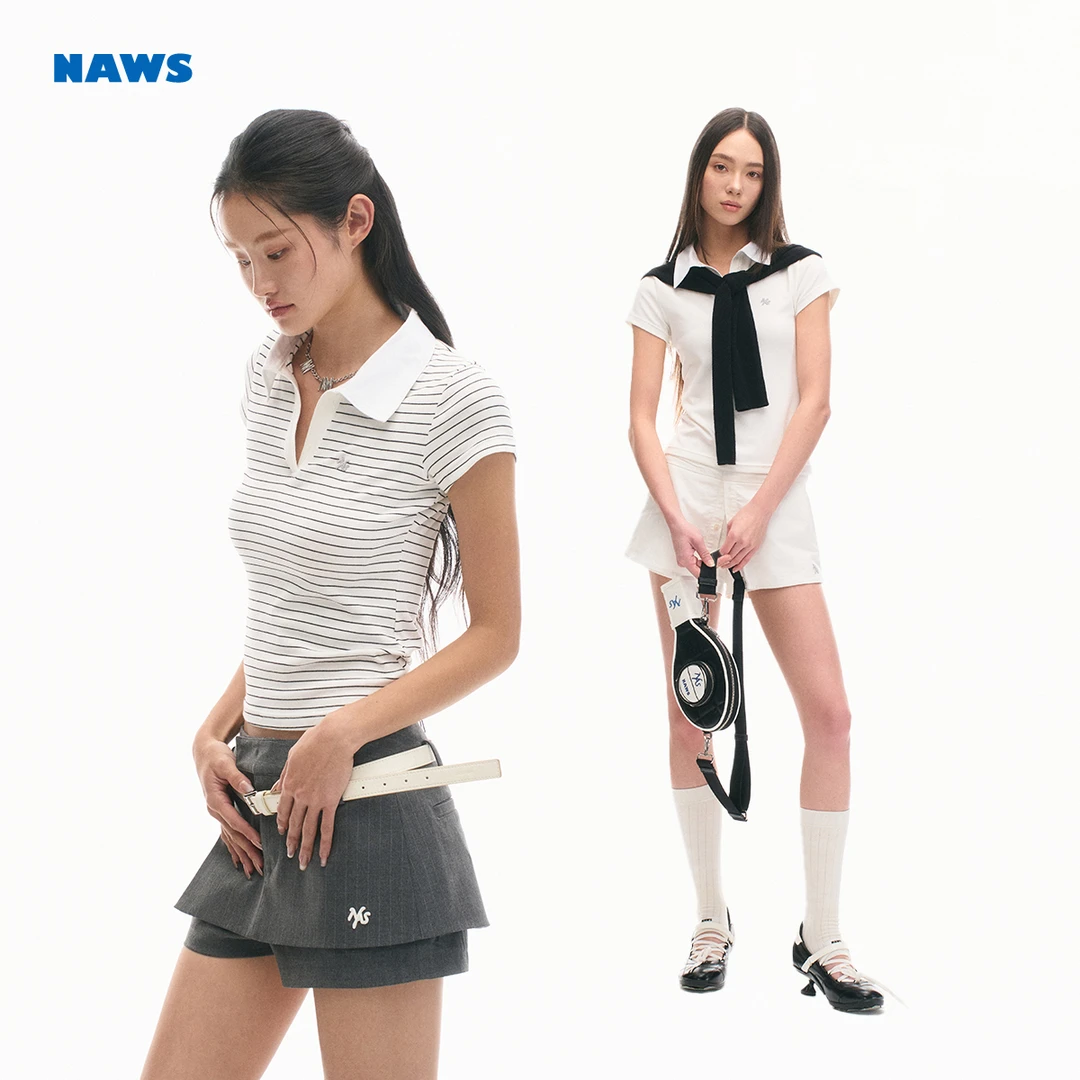 【达播专属】NAWS 海滨度假polo 修身显瘦极简正肩丅恤上衣