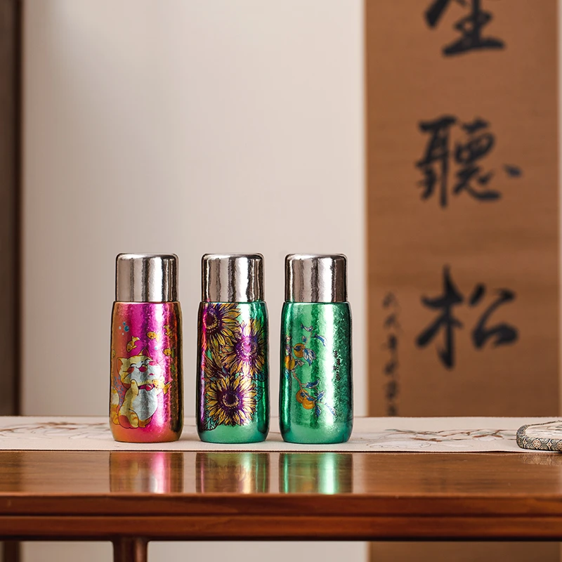 执彩汀派纯钛保温杯磁吸焖泡杯高颜值茶水分离杯双层彩钛杯350ml