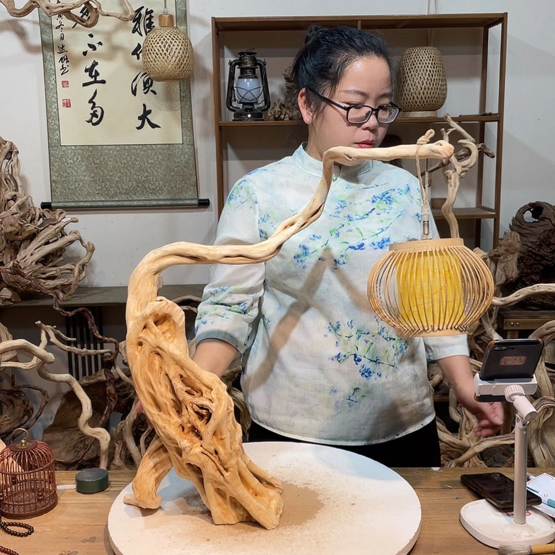 香榧木杜鹃根根艺摆件