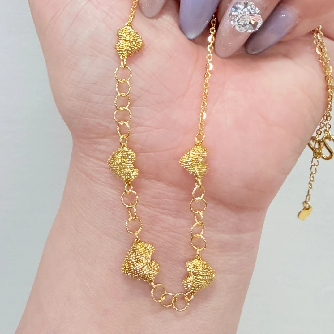 【金套链】编制爱心套链黄金套链5G足金999时尚轻奢零附加