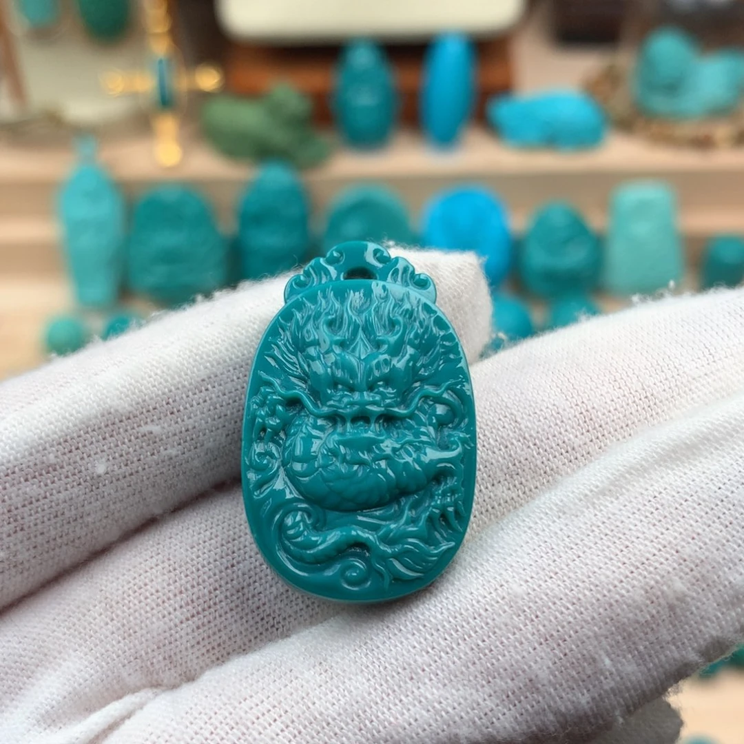 绿松石未镶嵌龙凤牌