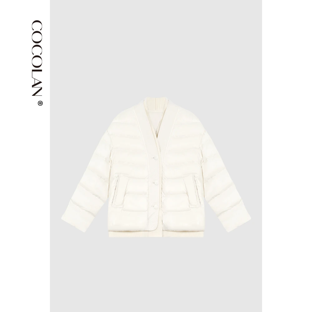 COCOLAN【水星记】90白鹅绒桑蚕丝羽绒服女短款外套CL8YR8003