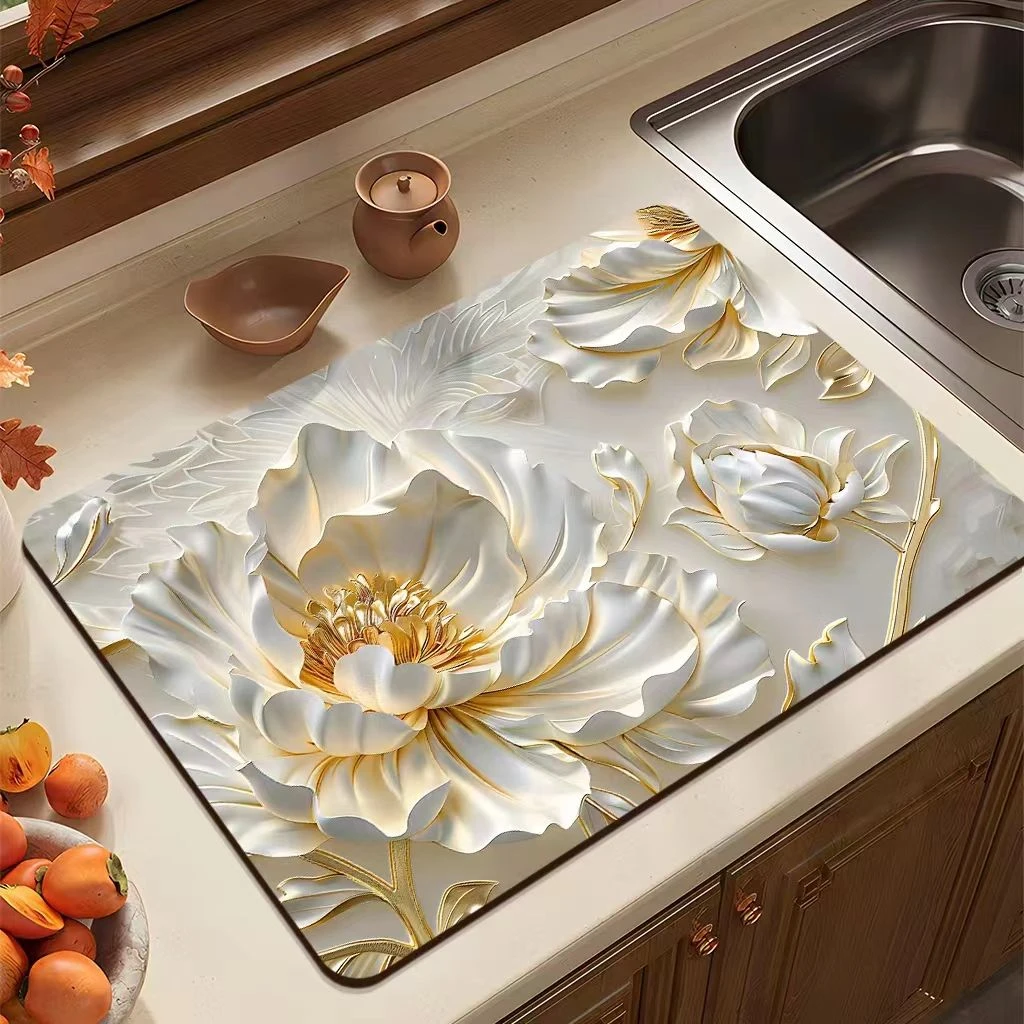 轻奢防滑小清新免洗沥水垫茶几吸水吸油轻奢家用地垫