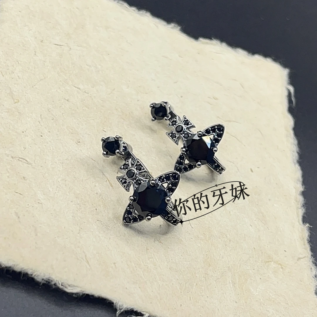 合金耳饰 小西大锆J形耳钉ED212精致时尚轻奢百搭甜美气质