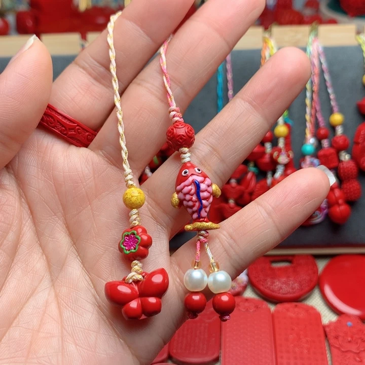 天然辰砂工艺品朱砂手机坠