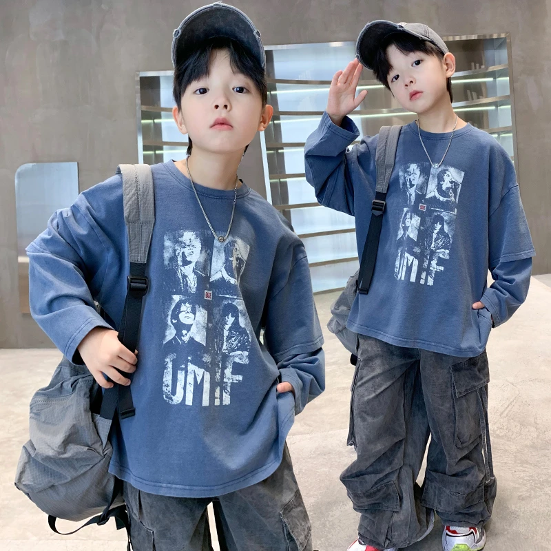 儿童装男童秋装卫衣2025新款中大童春秋款男孩痞帅秋季洋气打底衫