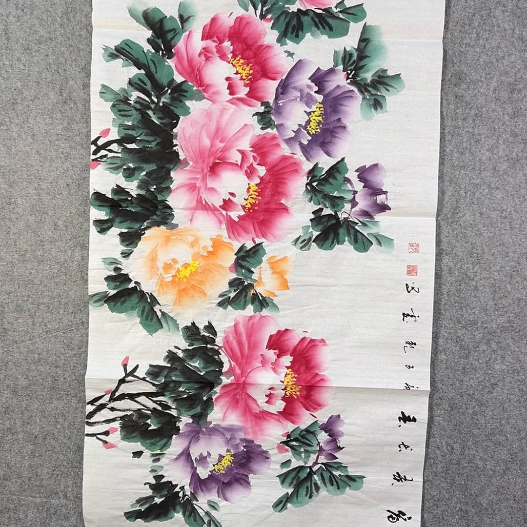 国画632 花鸟在树丛的顶端鸣叫叫声响
