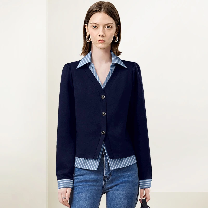 QOOEL法式时尚设计感减龄假两件卫衣2025年秋冬新款洋气别致上衣